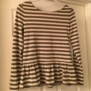 LOFT striped peplum tee size small